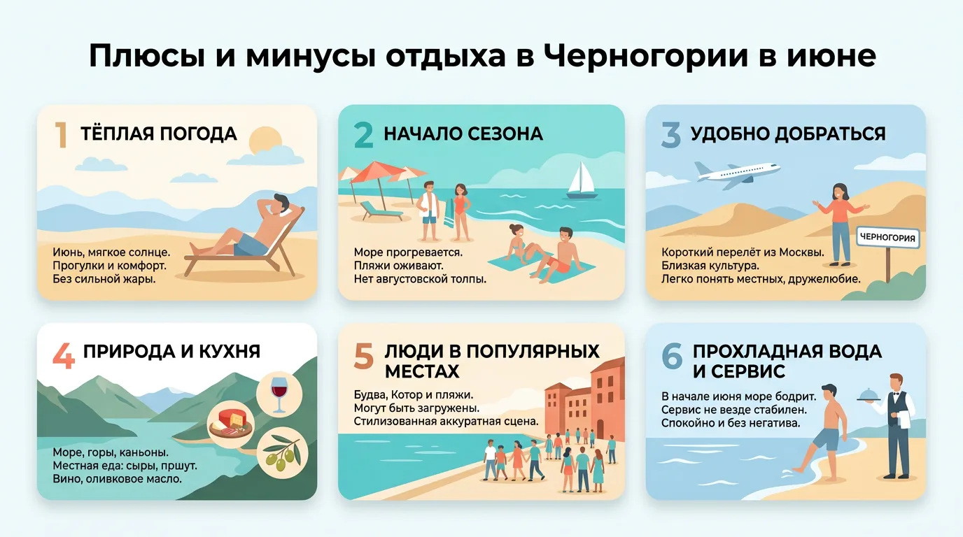Плюсы и минусы отдыха в Черногории в июне